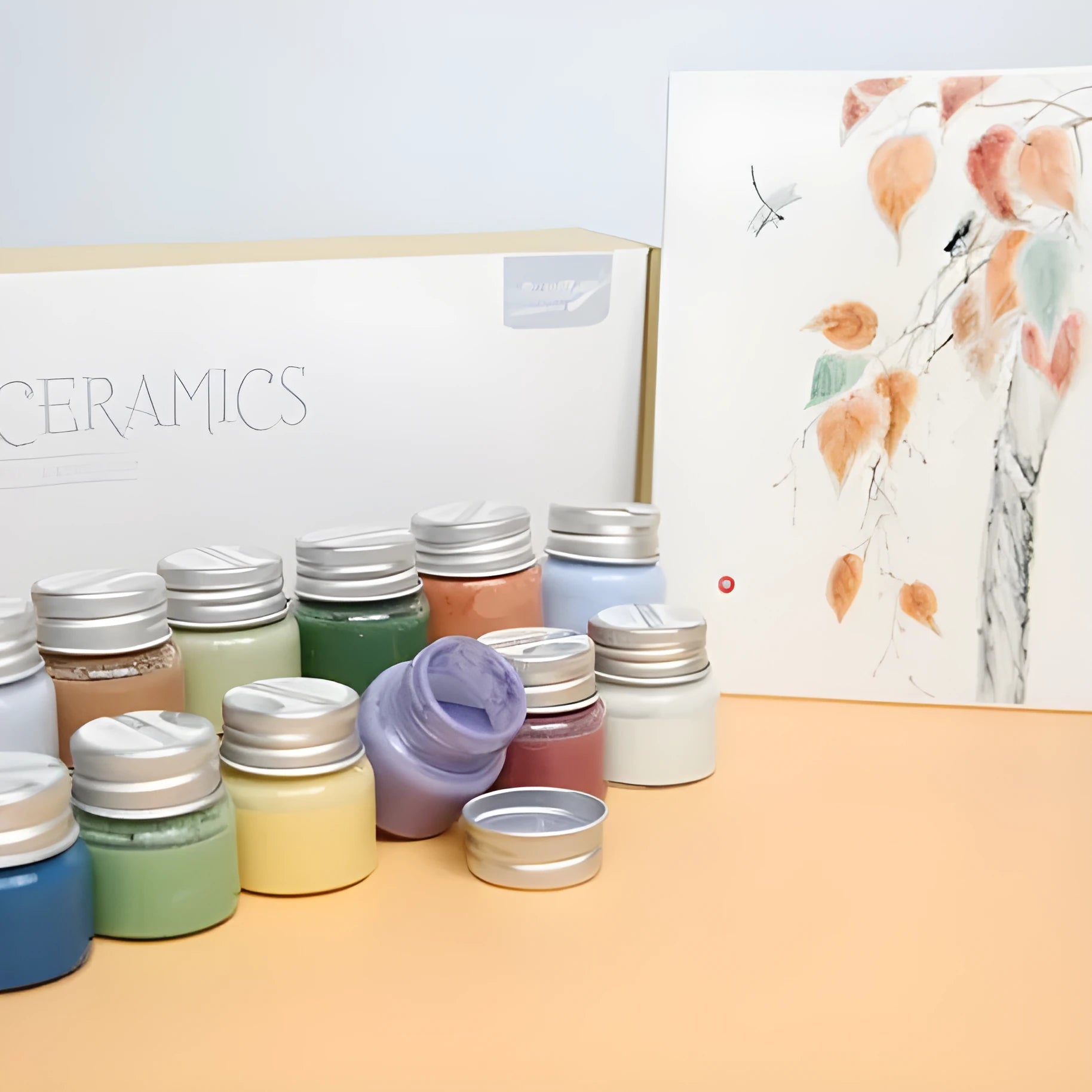 Morandi colour high-temperature ceramic paint pots for pottery decoration firing at 1250-1350°C