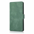Samsung flip phone case with card slot, photo frame, bracket, and magnetic suction in black PU TPU