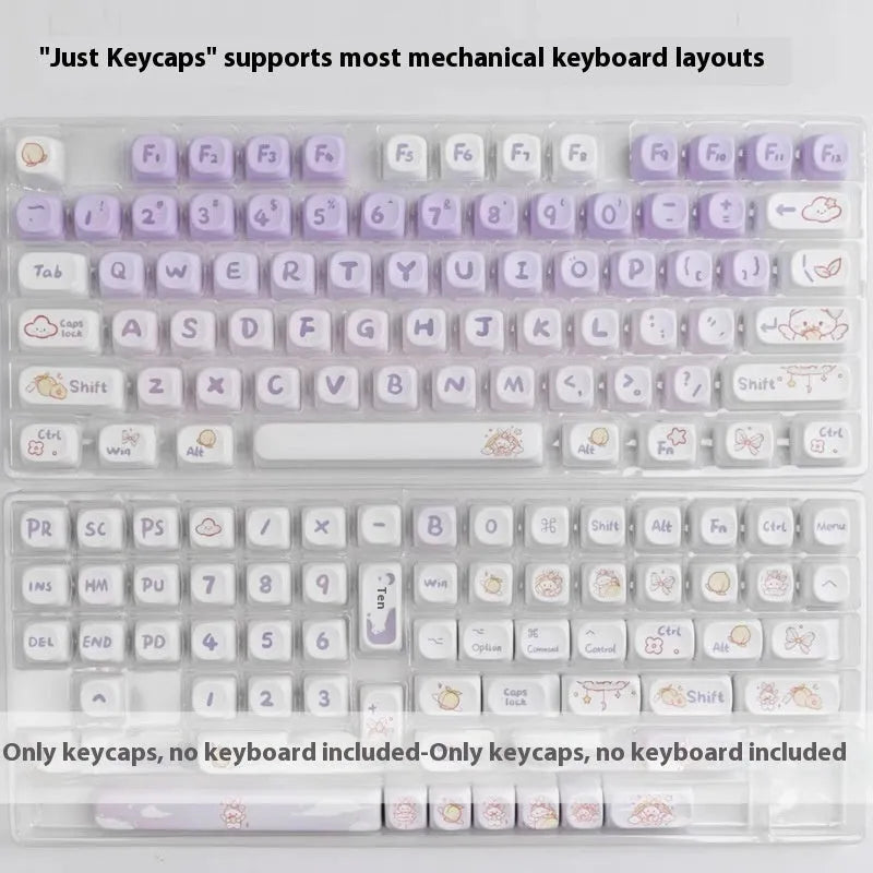 PBT gradient purple rabbit key cap set for mechanical keyboard customisation with sublimation printing