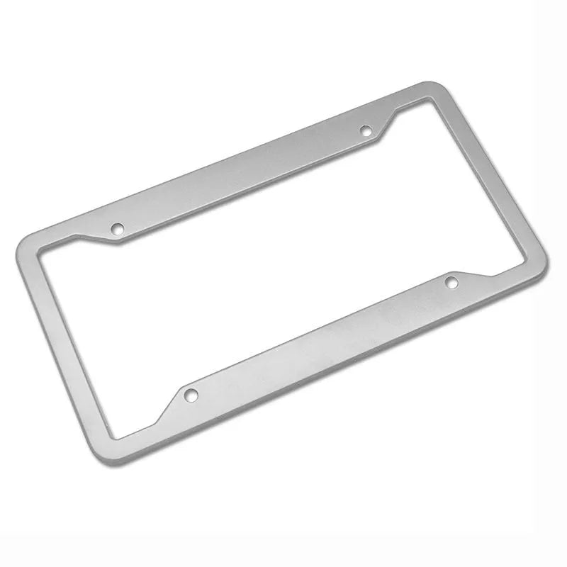 Aluminium alloy licence plate frame measuring 200x150x20mm in black, light grey, sandblasted silver or stainless steel finish