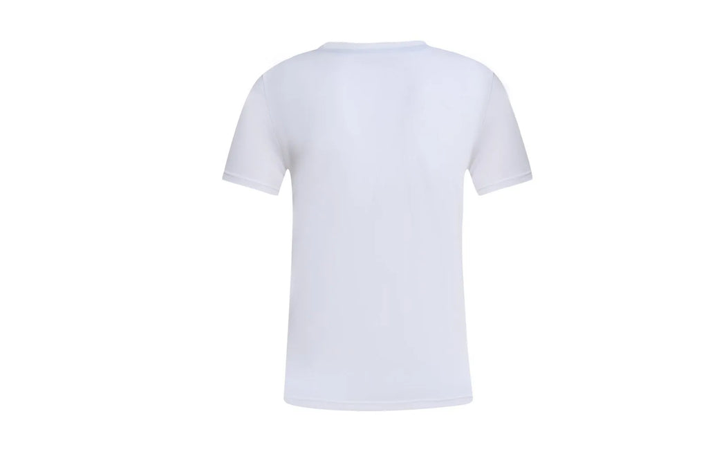 White cotton t-shirt overalls with round neck and short sleeves in patterned design