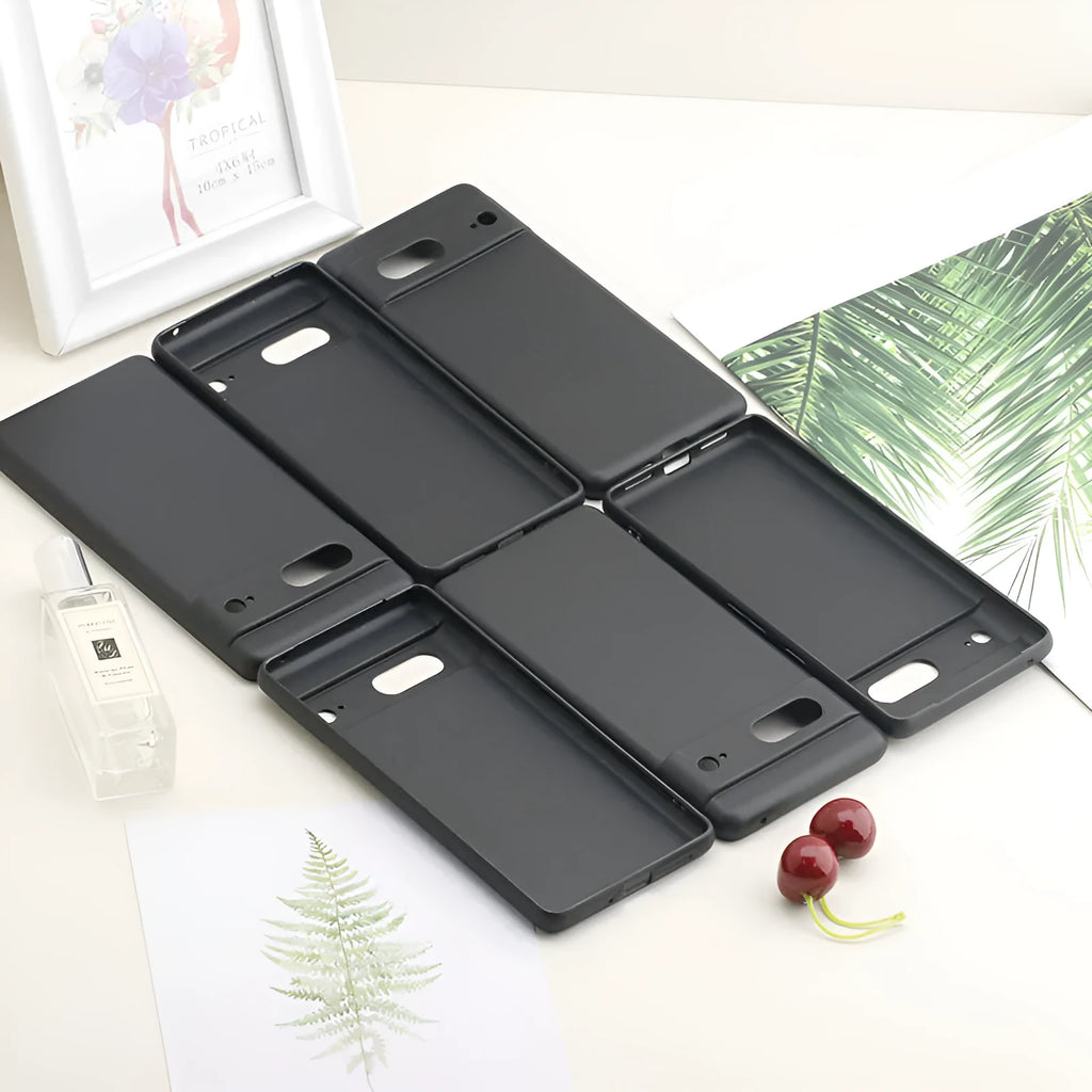 Frosted TPU phone case for Google Pixel, shockproof and anti-fingerprint, in Black or Transparent White.