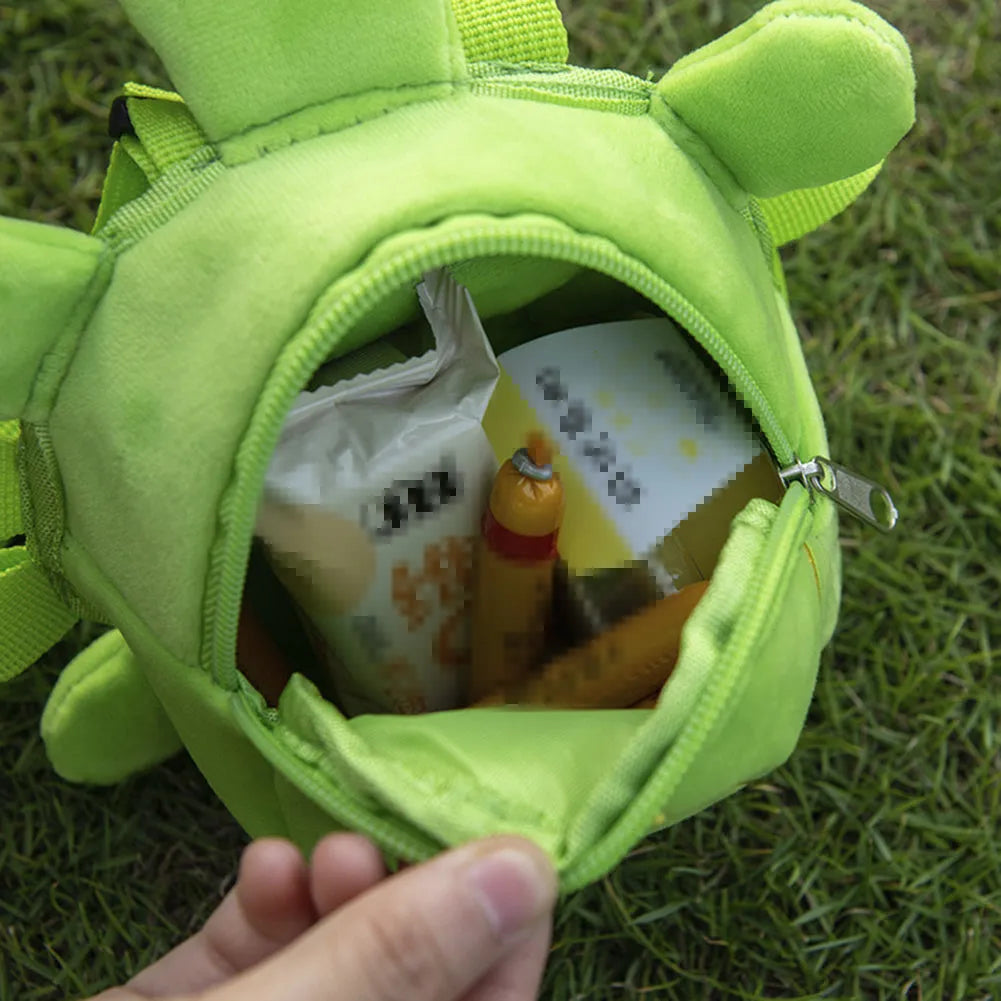 Cartoon turtle shape dog backpack with harness vest, 20x18cm, velvet material, metal zipper