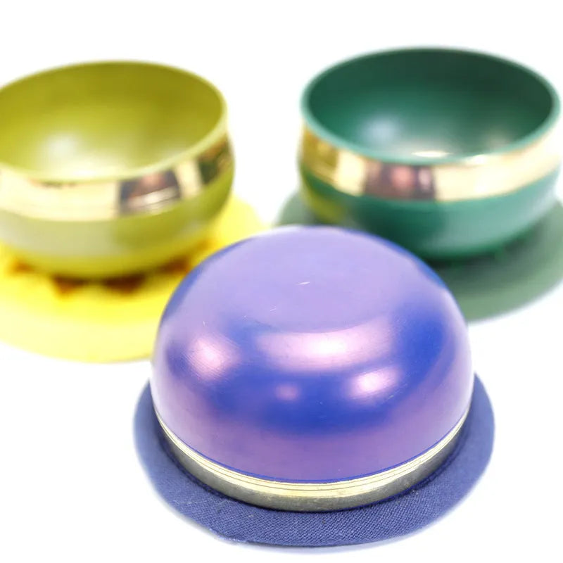 Handmade Himalayan singing bowl measuring 7.8cm diameter in seven colour options for yoga meditation