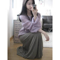 Women's round neck purple blouse with princess sleeves in Ice Silk fabric