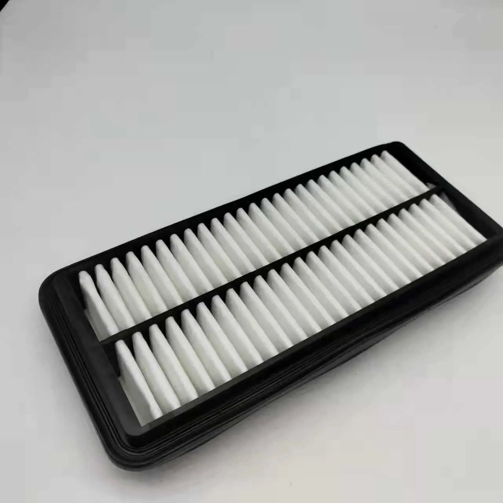 Black car air filter with dimensions 256mm by 113mm by 40mm for Modern vehicles