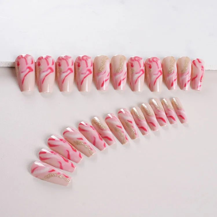 One Second Wearable Manicure press on nails showing rose, tulip, leopard and XINGX designs in blush colours