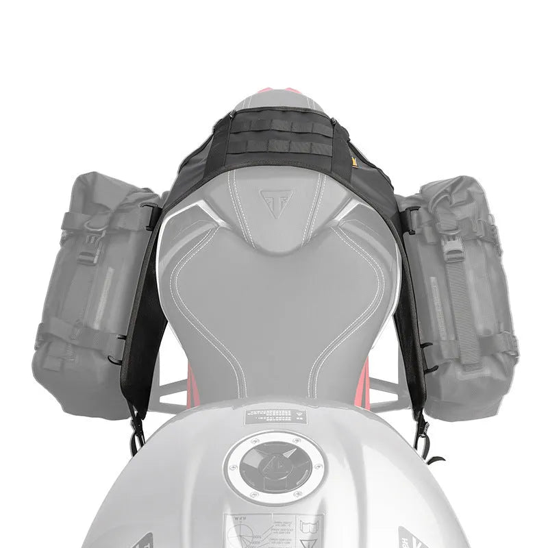Black polyester motorcycle fuel tank mount base measuring 100×40cm with expanded size to 100×41cm