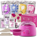 Waxing gift set with black warmer, wax beans, aftercare lotion, ice masks, and wax sticks for hair removal