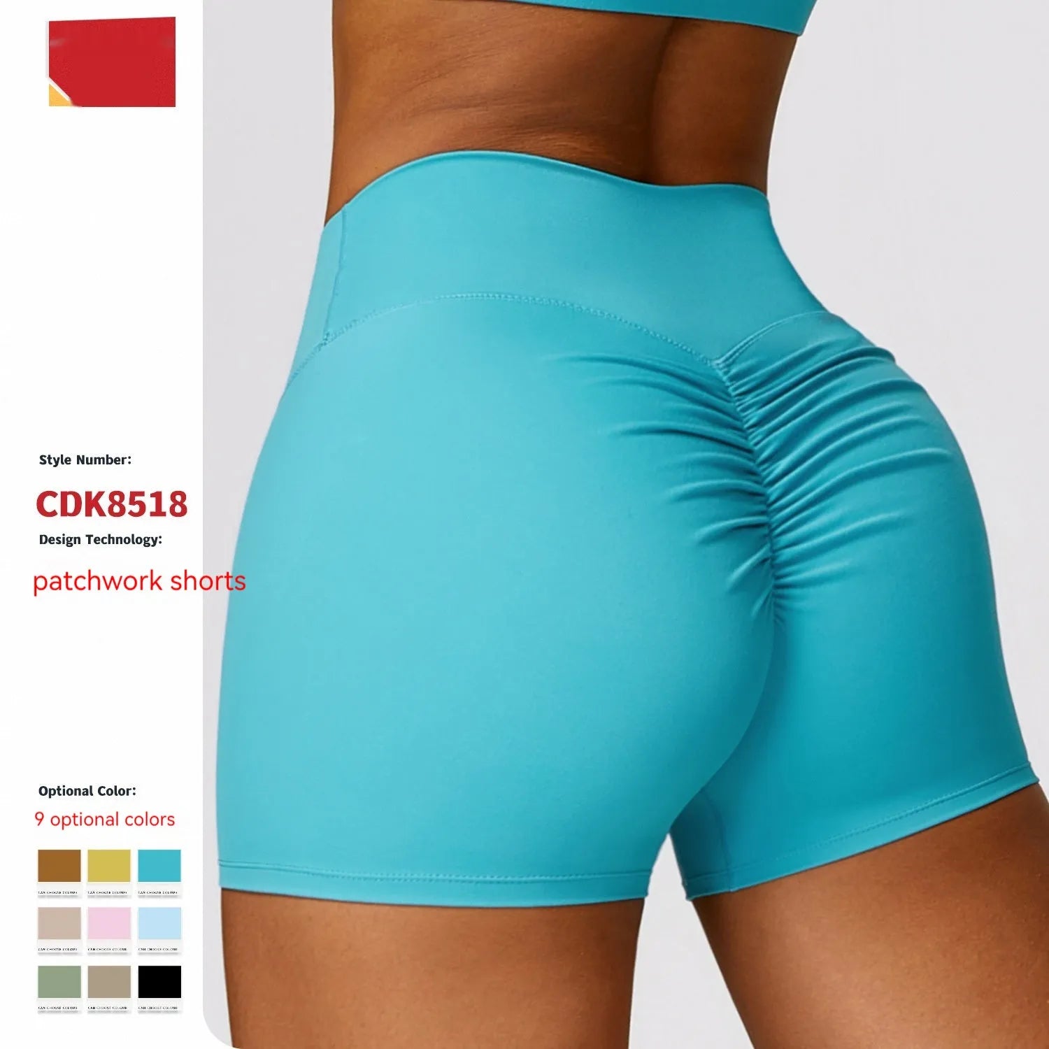 Women's high waist yoga shorts with belly control and hip lifting design in nylon fabric