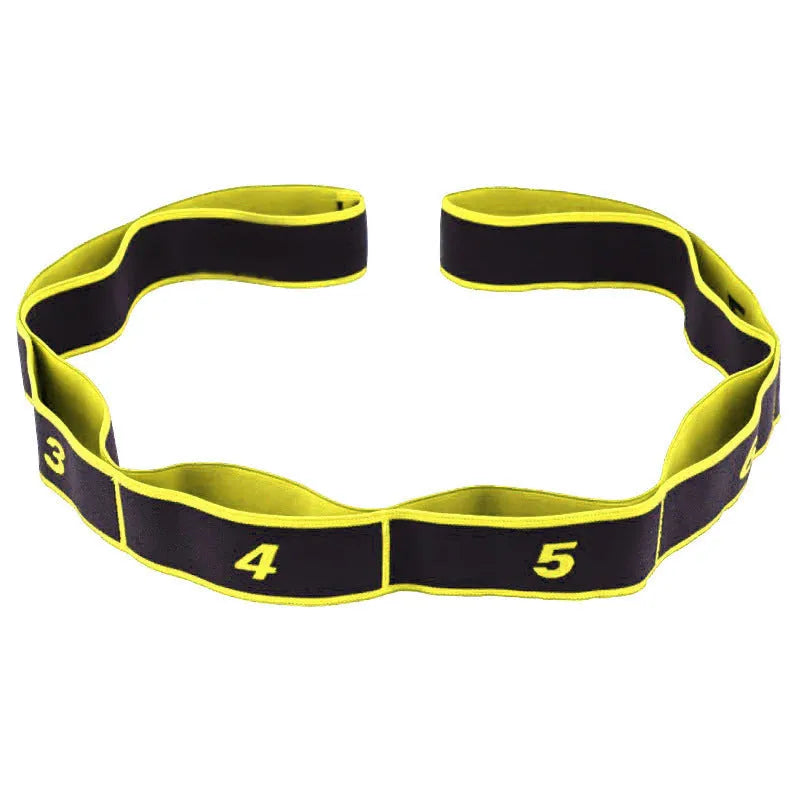 Yoga multi-section stretch strap in polyester cotton latex yarn with eight stretch sections