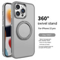 Frosted silicone magnetic iPhone case with rotating bracket in deep sea blue colour