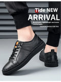 Men's beige and black cowhide sneakers with round toe and mesh lining