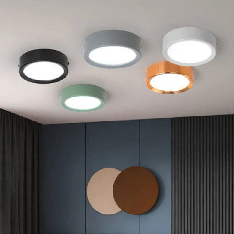 Ultra-thin surface mounted LED downlight with aluminium shell in seven colour options