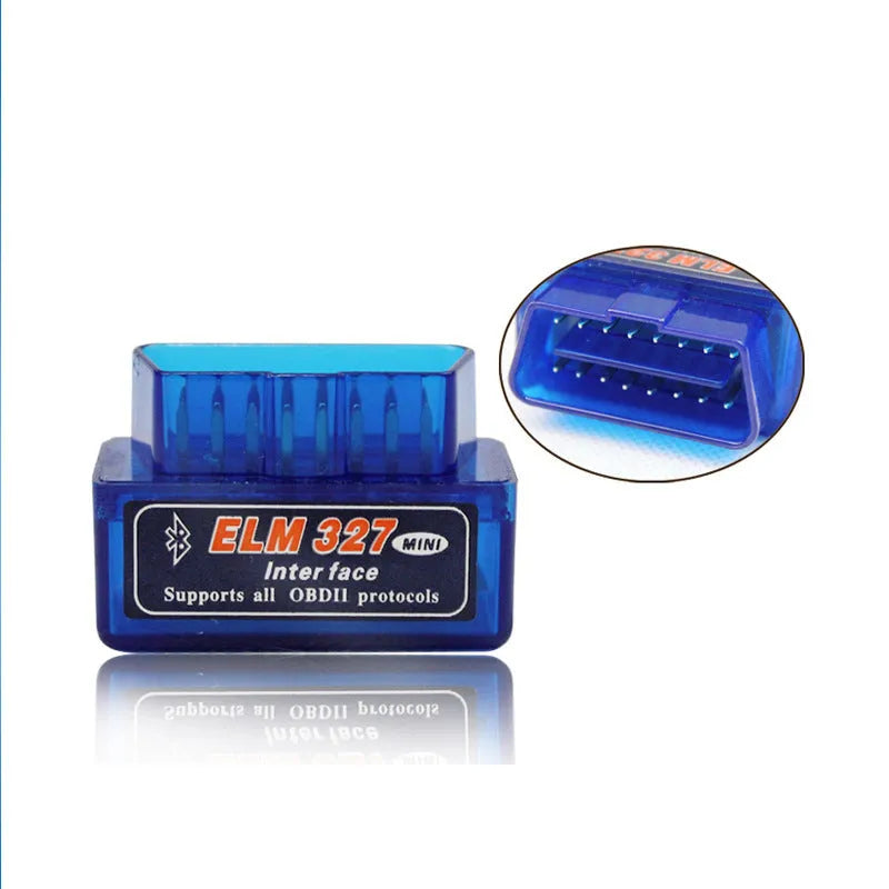 Bluetooth auto fault detector with OBD2 connector, displaying fault codes and sensor data on a smartphone screen