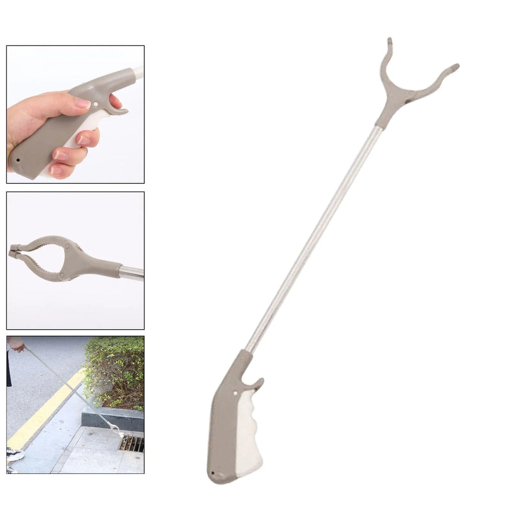 40 cm stainless steel bending-free pliers with push-type handle for one-handed garbage collection