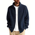 Men's loose fit cardigan sweater coat in acrylic blend, available in milky white, gray, black, gray green, navy blue colours