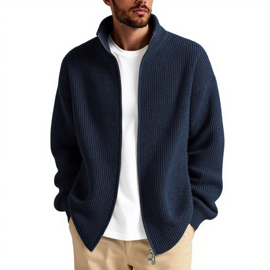Men's loose fit cardigan sweater coat in acrylic blend, available in milky white, gray, black, gray green, navy blue colours