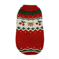 Red Christmas sweater for small dog with cherry pattern, polyester knit pet clothing