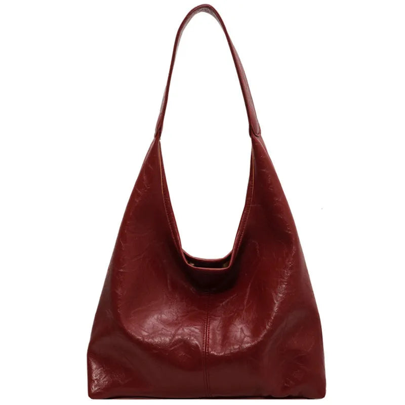 Casual soft PU shoulder bag with sandwich pocket design in black colour showing dimensions and adjustable strap
