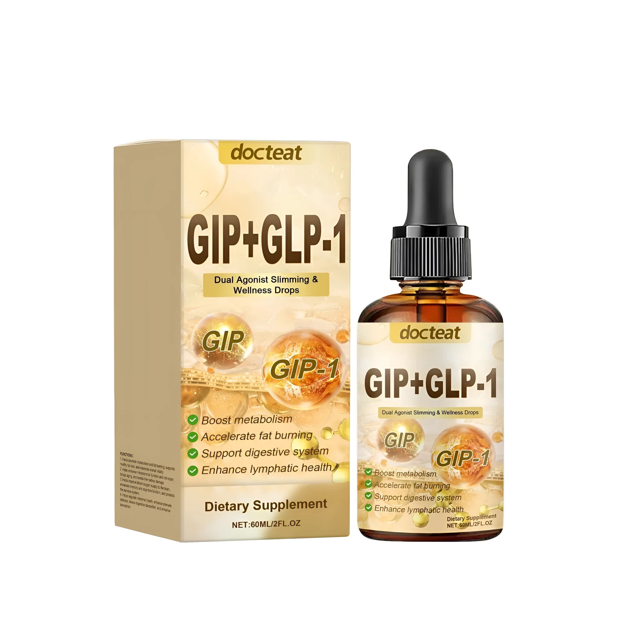 60ml bottle of Drip Health Drops liquid dietary supplement with dropper