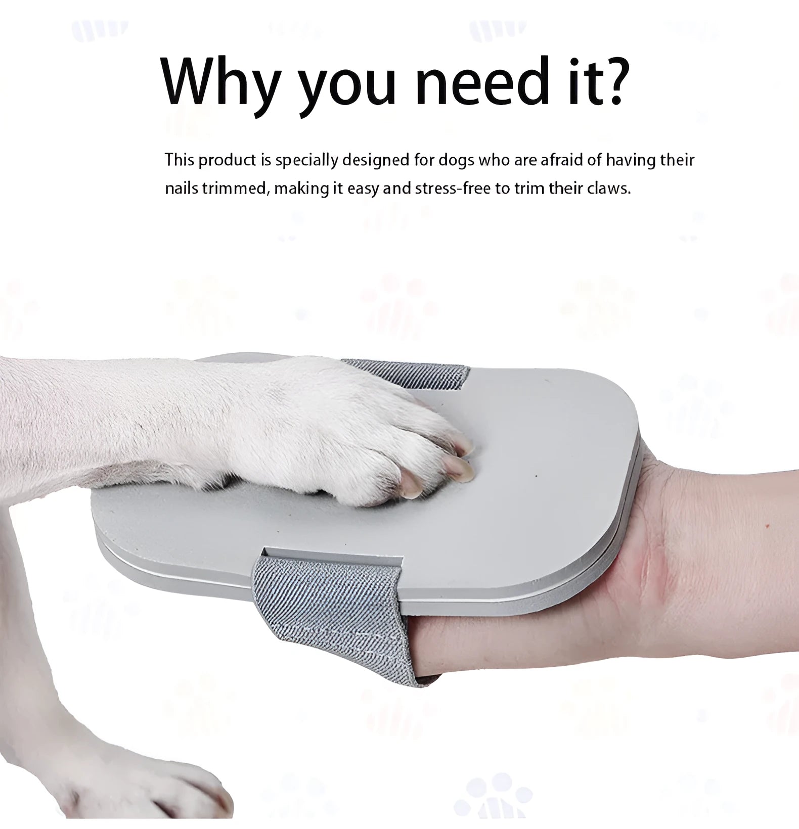 Grey pet nail grooming board with detachable tools for dogs and cats measuring 16x14x2.5 cm