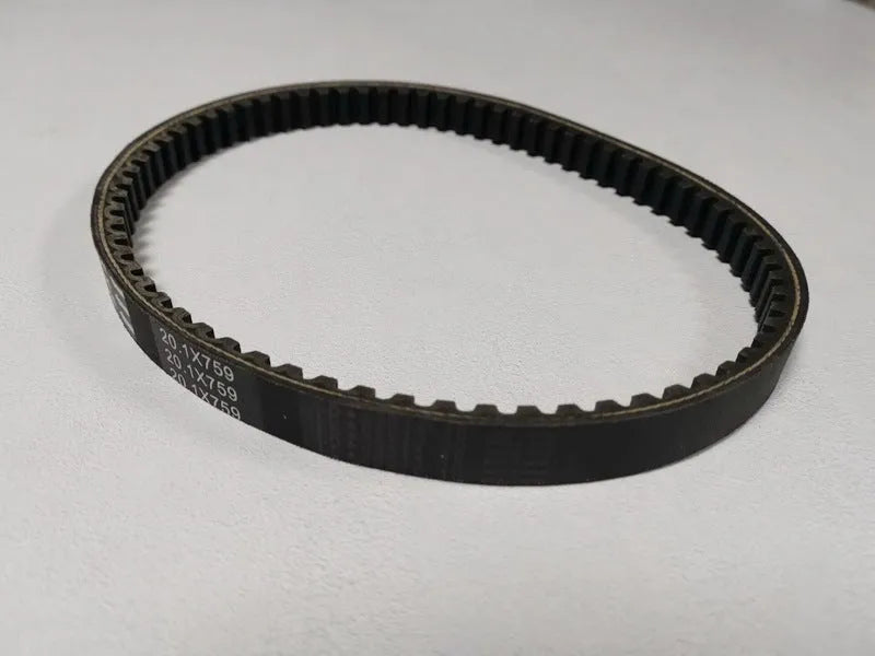 Black motorcycle drive belt for Jinli GP110 and Fengli VP110 scooters, size 20.1-759.