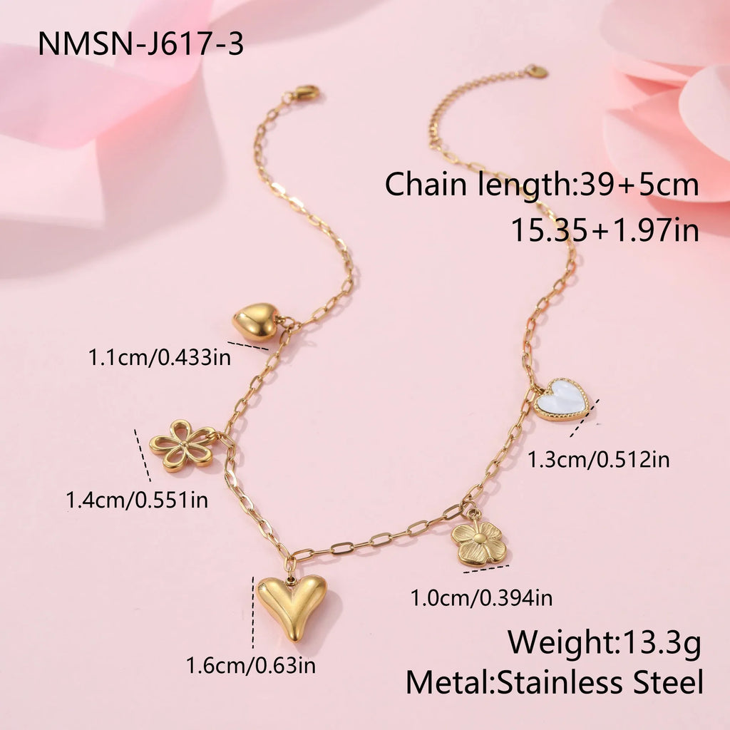 Stainless steel necklace with a geometric sun pendant on a regular chain, showing heart and ribbon sun style options.