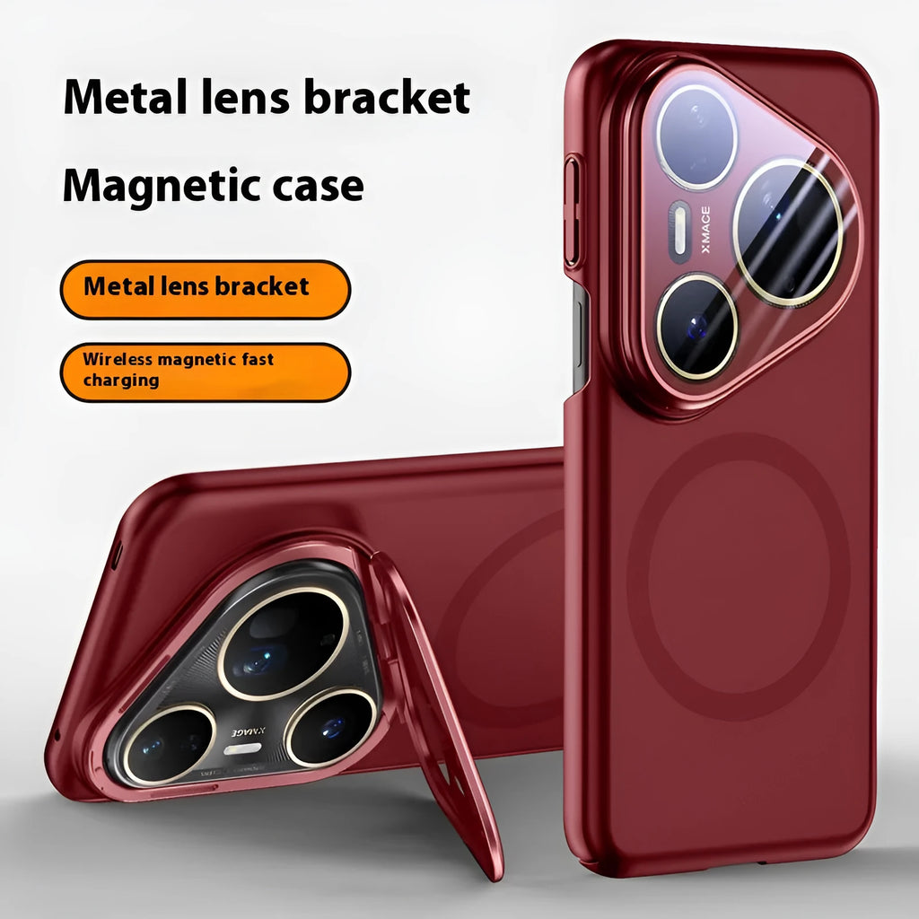 Huawei Pura80 magnetic lens protective case in frosted PC with drop-resistant design