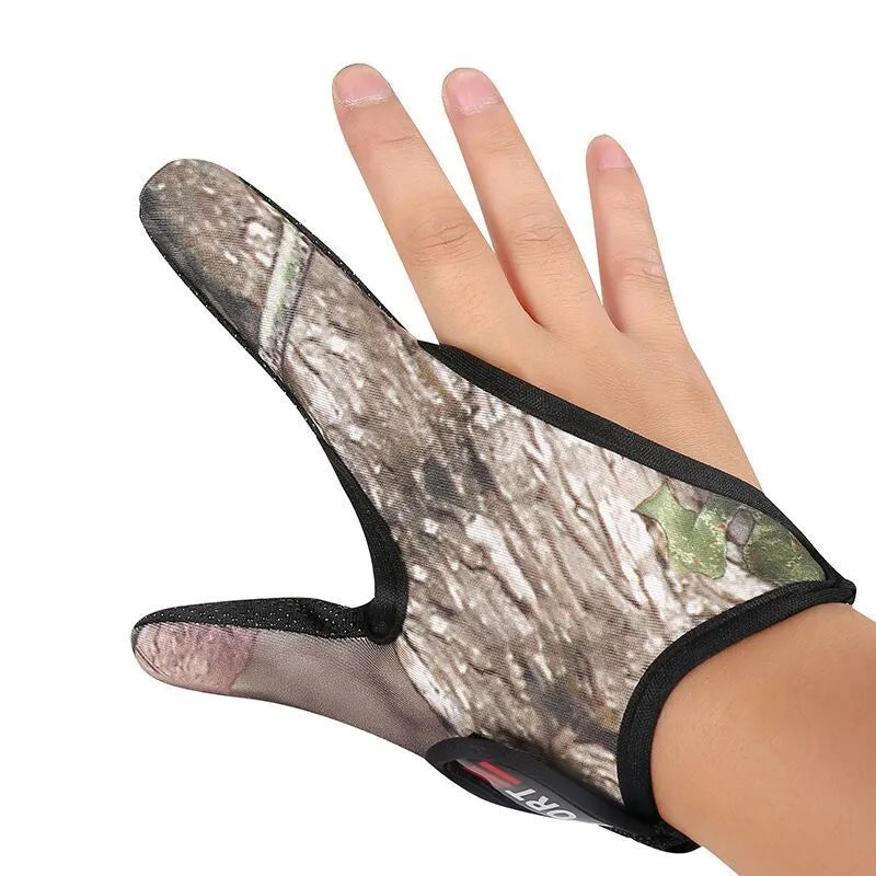 Two finger fishing gloves showing microfiber palm and diving cloth back, available in multiple colours