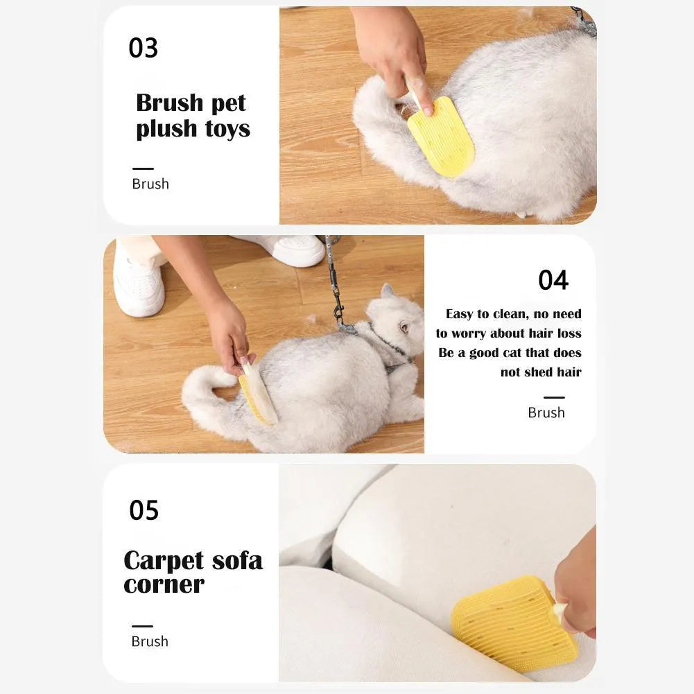 200mm pet grooming brush in blue, green, or yellow with soft silicone and foldable design