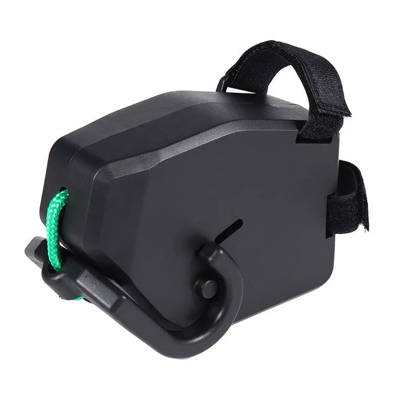 Black plastic bicycle trailer rope measuring 1.5 metres for attaching child trailers