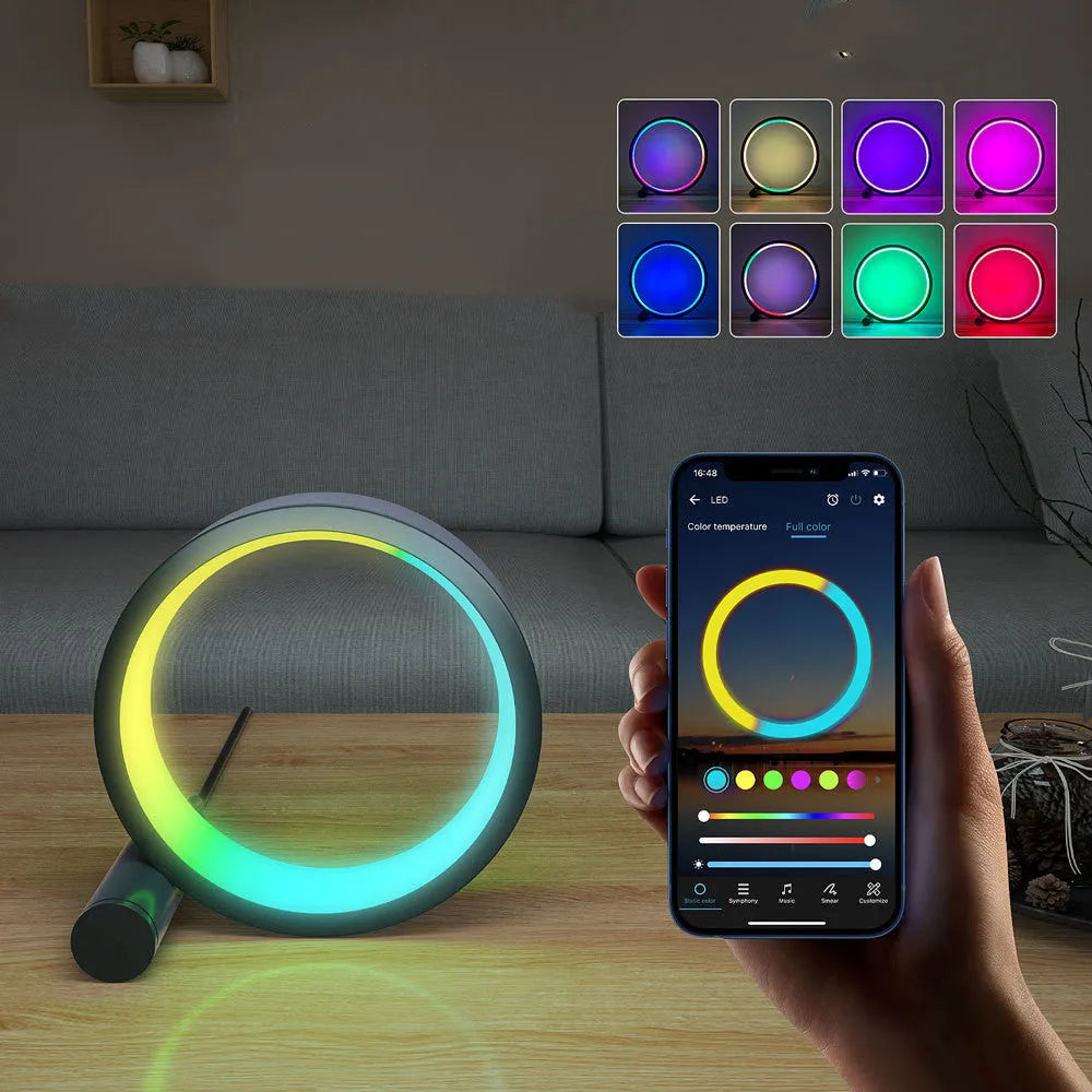 Smart LED night light with music sync and colour-changing capabilities in aluminium alloy housing
