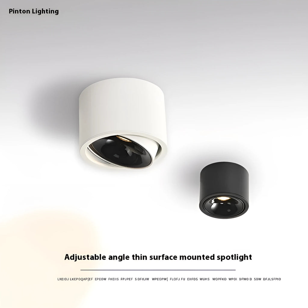 Round surface-mounted adjustable ultra-thin spotlight ceiling light in aluminium shell