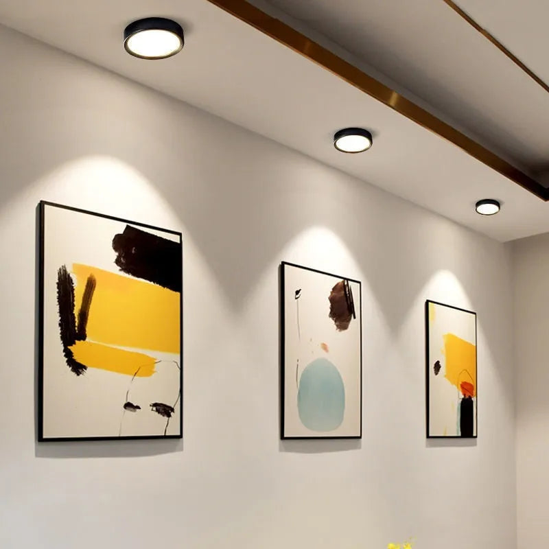 Ultra-thin surface mounted LED downlight with aluminium shell in seven colour options