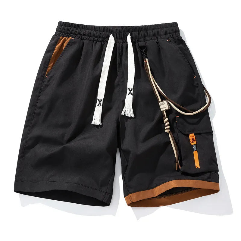 Men's plus size bamboo fibre shorts in straight-leg style with 20-24cm cropped length, available in coffee, black, blue, and white colours