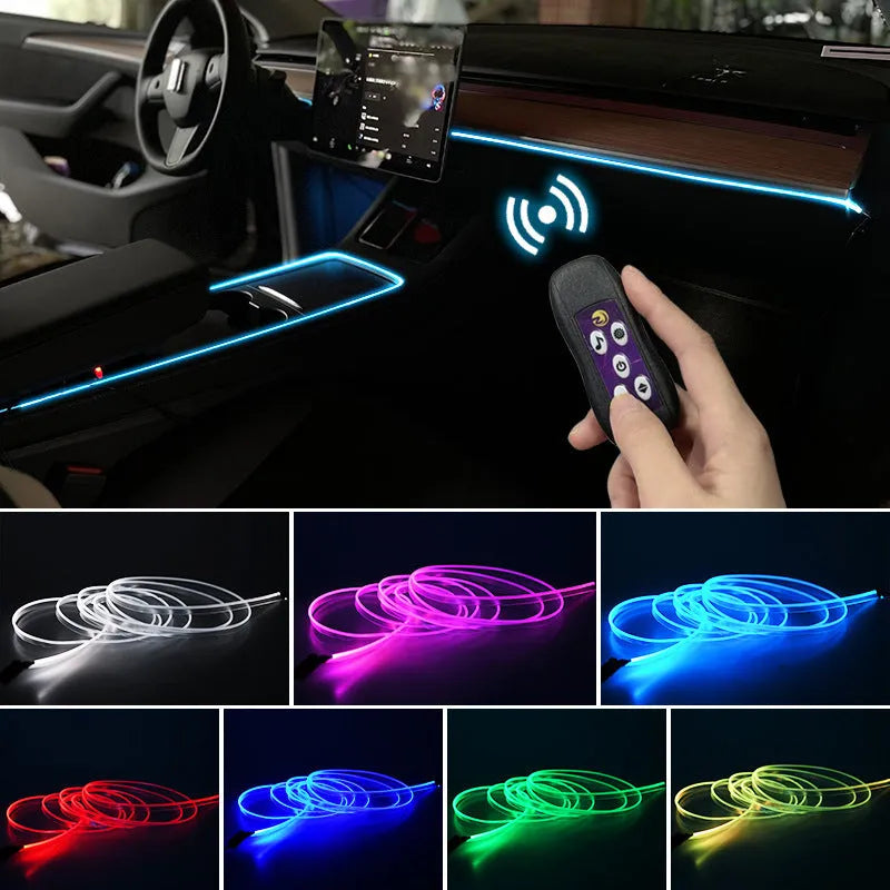 Car LED atmosphere light strip with USB connector for dashboard and centre console colour changing lighting