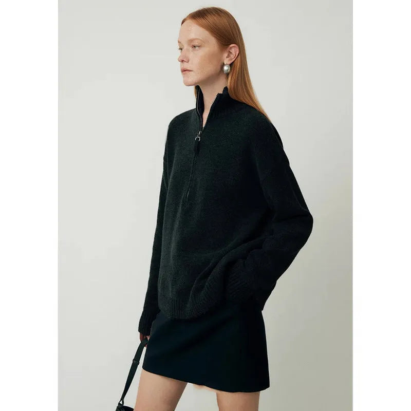 Loose lapels top bandage dress in black or mountain rain grey with long sleeves and wool fabric
