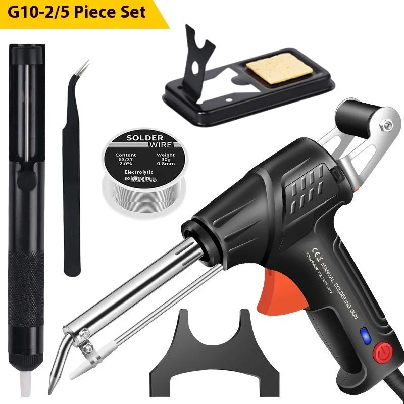 G102 black alloy soldering gun suit with light, 205 × 170mm, five-piece set for CN, EU, US standards