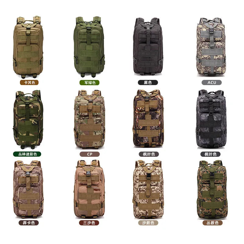 Off-road hiking backpack with air pillow belt system in khaki colour, showing 45cm height and wear-resistant Oxford cloth material
