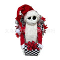 Three-dimensional Jack doll Christmas garland with wood and fabric construction for window displays