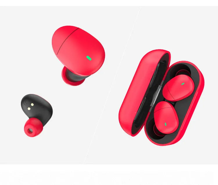 Flame red Qualcomm Bluetooth 5.2 wireless earbuds with APTX support and bilateral stereo design