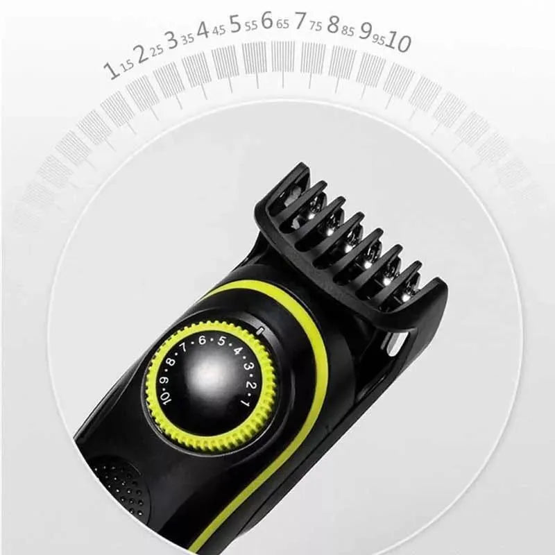 Black KM-696 rechargeable electric hair clipper kit with stainless steel blade and cleaning brush