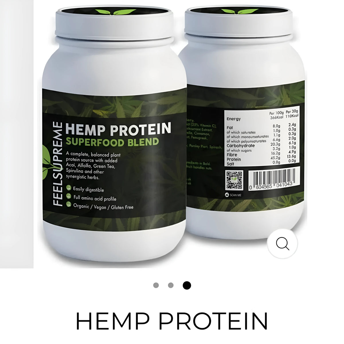 Hemp protein powder 1 pound pack, plant-based vegan-friendly supplement for smoothies and shakes
