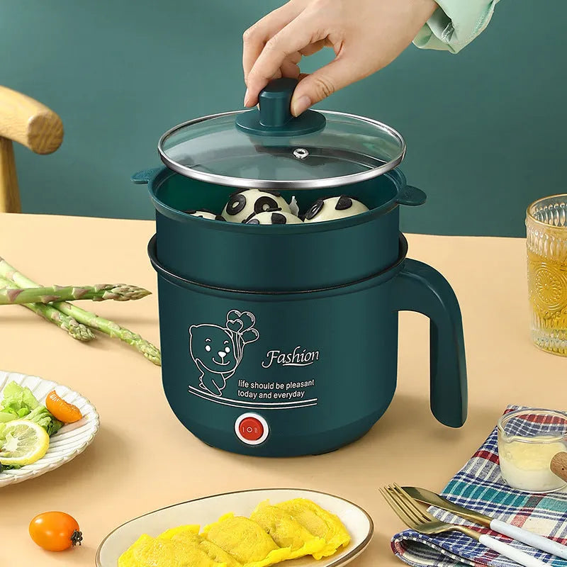 Emerald green multifunctional electric cooker with stainless steel liner, 220V 300W-600W, for hot pot and rice cooking