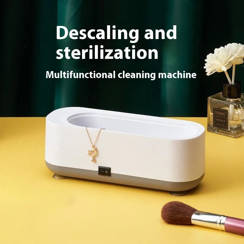 USB glasses cleaning machine with mechanical control and 300ml capacity, shown with glasses.
