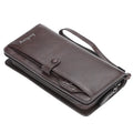 Men's retro PU leather multifunction phone bag wallet with anti-theft design and multiple card slots