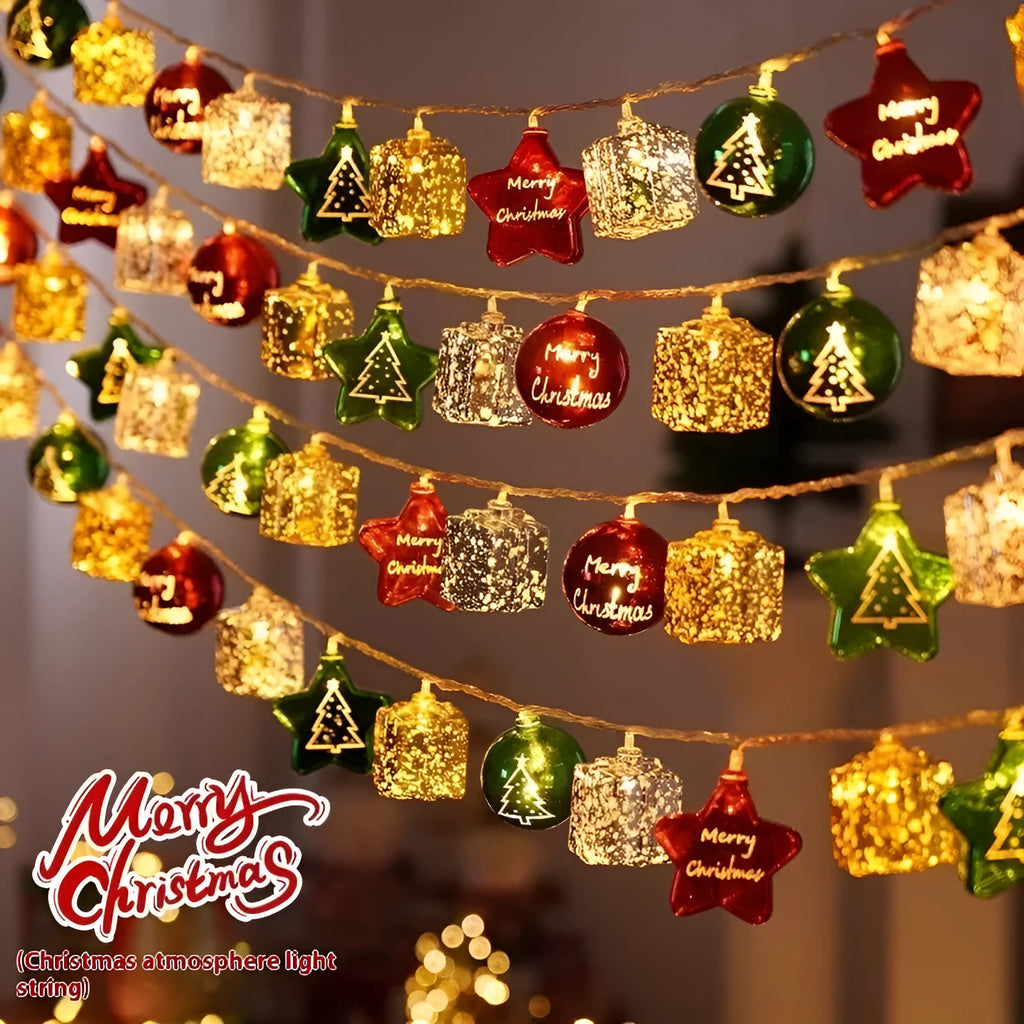 XINGX heart-shaped electroplated ball Christmas lights in gold, star, and macarons designs