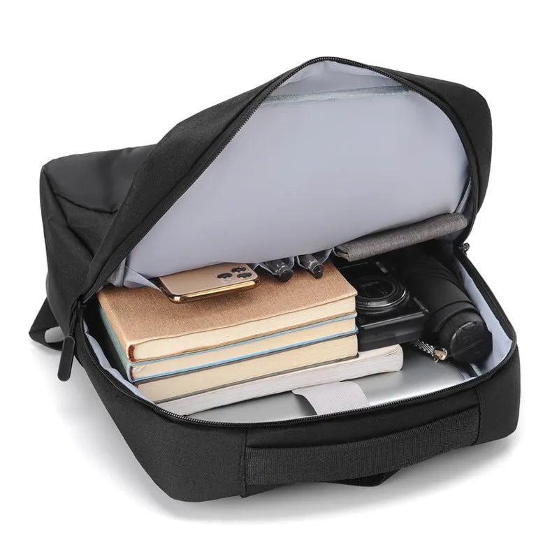 Men's solid-colour waterproof Oxford cloth business backpack with curved shoulder straps