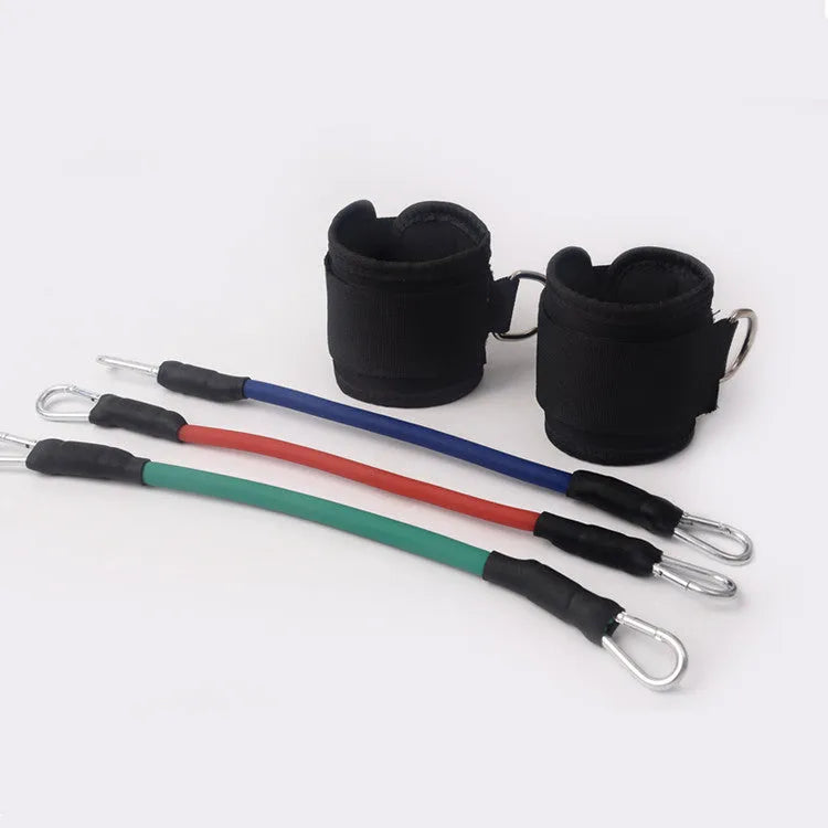 Black Taekwondo training pull rope set for leg conditioning and strength development